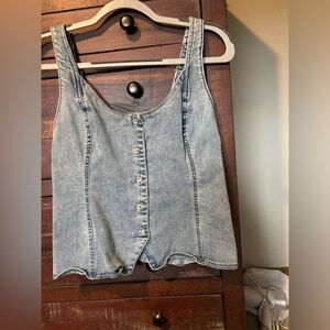 Free People Kara Waistcoat - Lt Denim Vest - Size Large